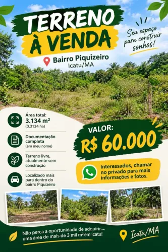 Terreno 3.134m² à venda Icatu/MA