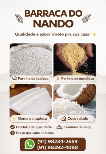 Côco, Goma e Macaxeira ralada