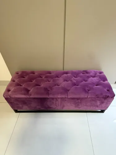 Banco Recamier Baú 1,60 X 0,50 m Calçadeira Estofado - Suede Roxo