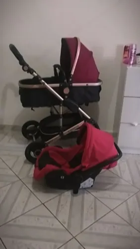 Combo Bebê Completo: Carrinho Moisés + Bebê Conforto + Berço Portátil Desmontável