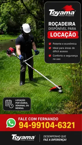 Roçadeira TOYAMA disponível para locação 