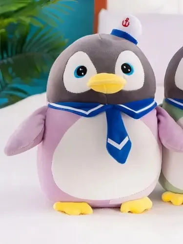 Pinguim de pelúcia marinheiro marujo - cor lilás grande 50 cm de altura - muito fofo