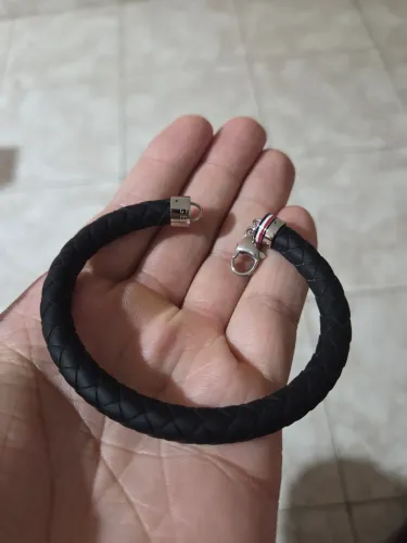 Pulseira Masculina Tommy Hilfiger Couro Trançado Preta - Original
