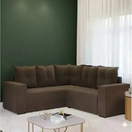 Sofá de canto veludo linhares marrom