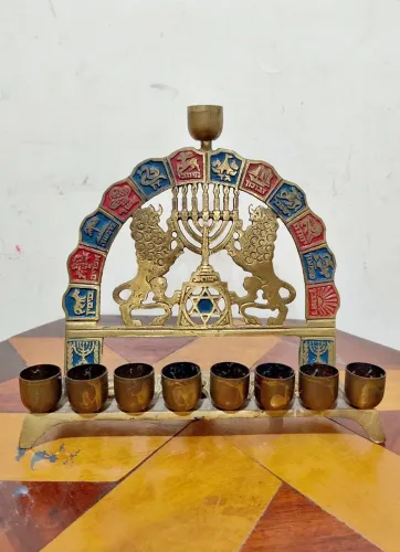 menorá de hanukkah vintage bronze israel