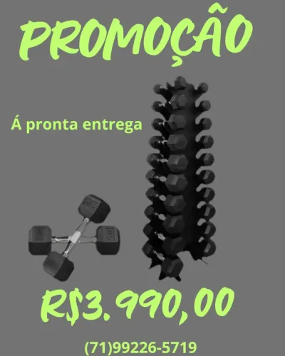 Jogo de halter sextavado cromado a pronta entrega