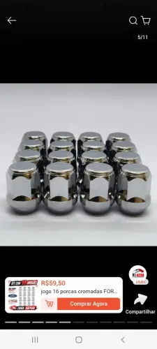 16 Porcas em aço cromada M12 X 1.50 X 30mm