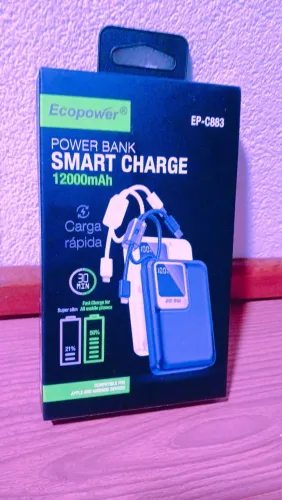 Power Bank Ecopower Lacrado! Já vem com cabos embutidos para iPhone e Samsung.<br>