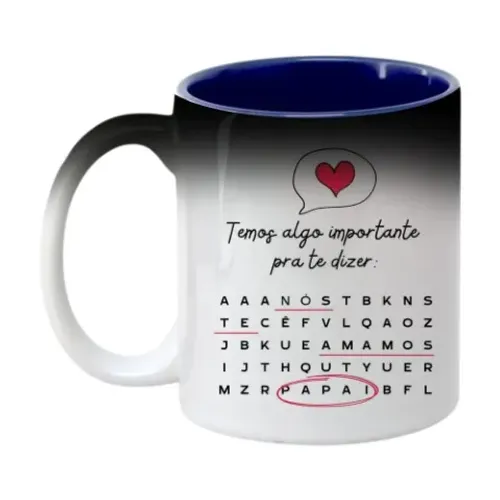 Caneca Mágica Interior Azul Tradicional Dia dos Pais Personalizada
