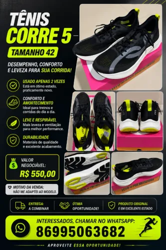 tenis olympikus corre 5 usado apenas 2 vezes
