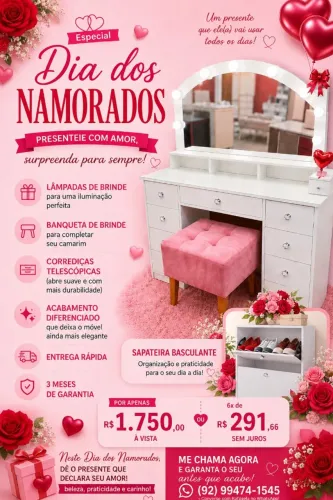 Camarim já com lampadas + banqueta de brinde + sapateira brinde extra