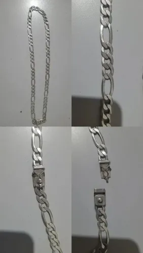 Corrente prata 60cm 3x1 fecho gaveta
