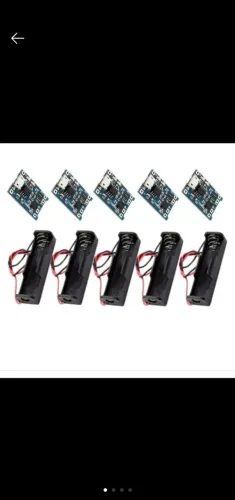 kit 5 unidades TP4056 USB C com proteção+ 5 unidades suporte 18650 para uma bateria
