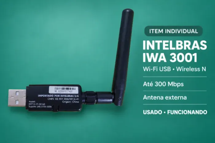 Adaptador Wi-Fi USB Intelbras IWA 3001 com antena