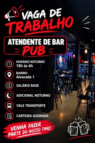 Atendente de Bar Pub