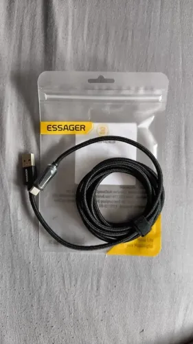 Cabo de carregamento rápido ESSAGER 100W 7A USB C 1M c/ display lacrado