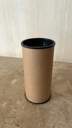 38 tubolatas de papelão cru com tampa preta 6x13 cm para brindes