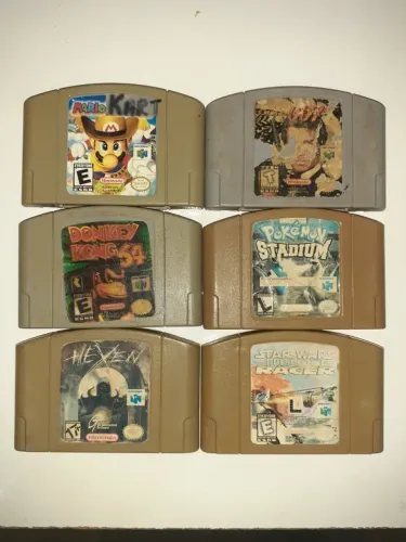 Seis Cartuchos para o Nintendo 64.
