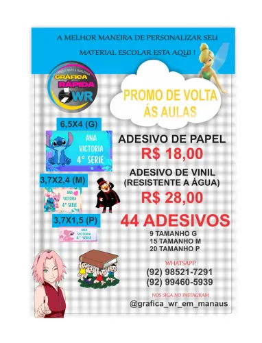 Etiquetas Escolar personalizada R$ 18,00