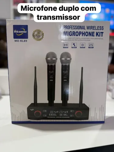 Kit 2 Microfones Sem Fio Profissional com Base