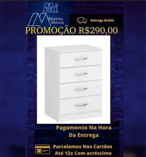 GRANDE PROMOÇÃO*Cômoda 4 GAVETAS ENTREGA GRÁTIS ACEITA CARTÃO