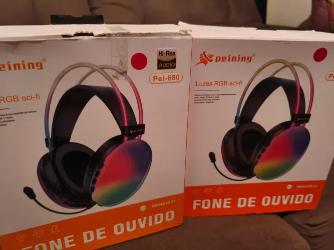 Fone de ouvido bluetooth PEINING-Luz RGB