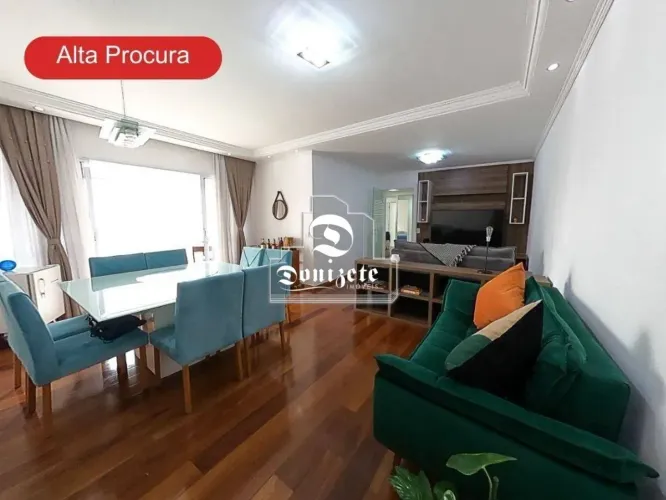 Apt 122 m² com 3 quartos, 2 suites, lazer completo, sacada gourmet,  em Jardim - Santo And