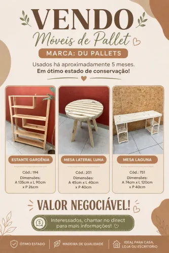 Móveis de Pallet Du Pallets - Estante + Mesa + Aparador