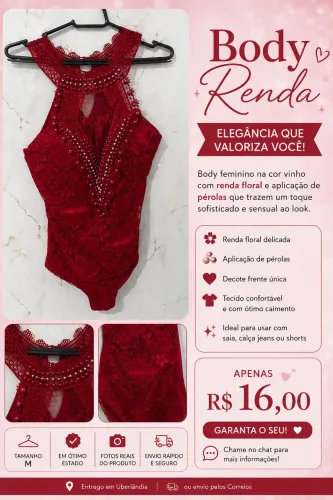 Body Renda vermelho