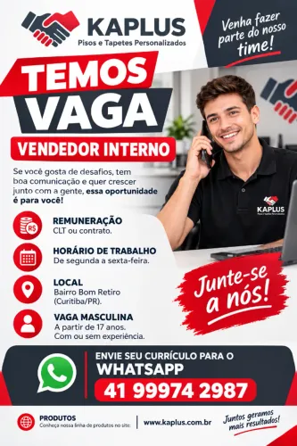 Vaga para Vendedor Interno Contrato ou CLT