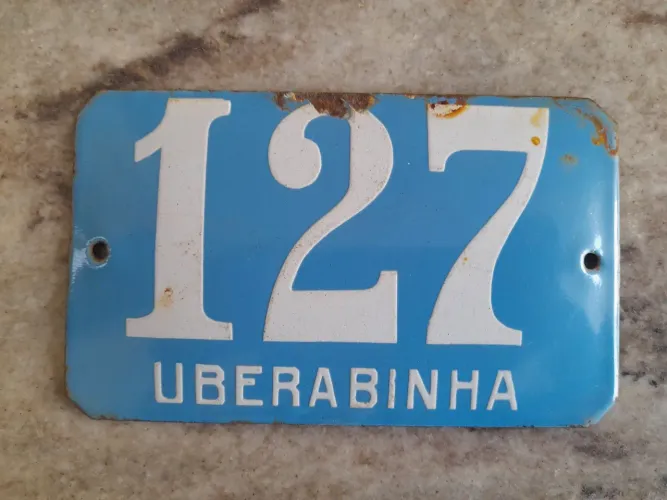 Placa Original Antiga e Rara de Carro da Época em que Uberlândia Chamava-se Uberabinha