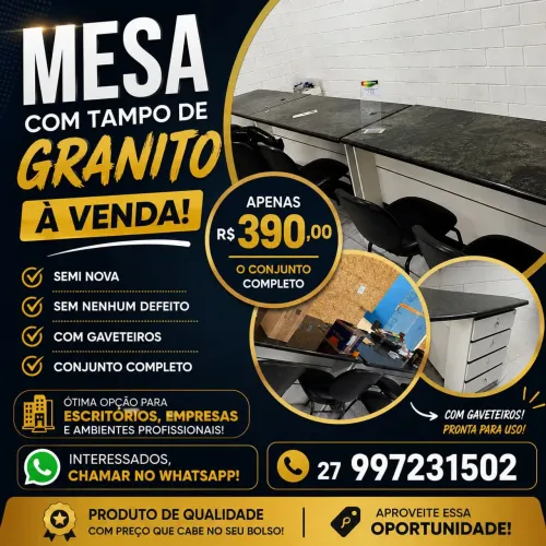 Mesa com tampo de granito