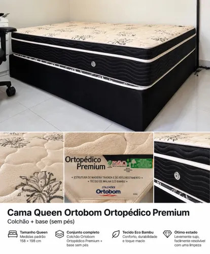 Cama Queen Ortobom Ortopédico Premium + Base