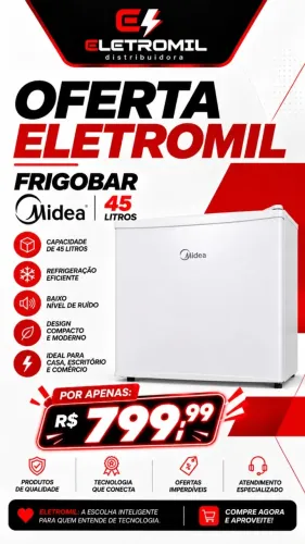 FRIGOBAR MIDEA 45 LITROS NOVO LACRADO NO ATACADO