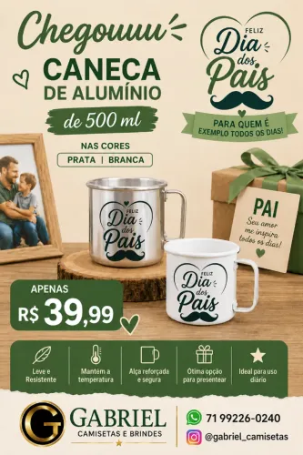 Caneca de alumínio personalizada para o dia dos pais