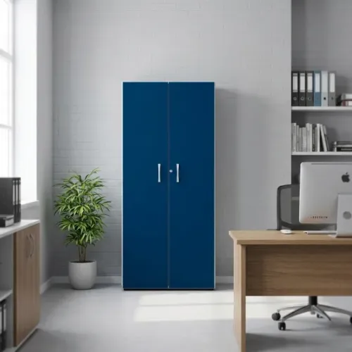 Armário Alto Fechado com 02 Portas Azul/Cinza Modelo 44102