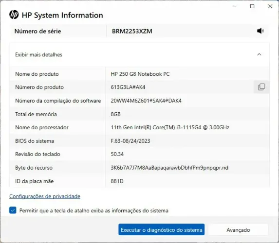 Notebook Hp G8