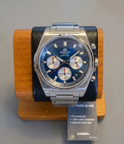 Relógio Casio Edifice Safira Cronógrafo Azul Novo