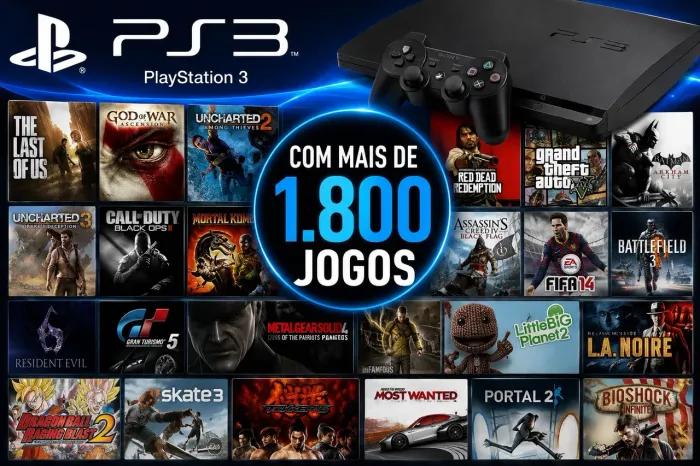 Playstation 3 desbloqueado + 1800 jogos + 2 controles