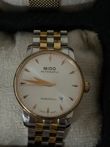 Relógio Mido Baroncelli automático, cristal de safira, bicolor, revisado