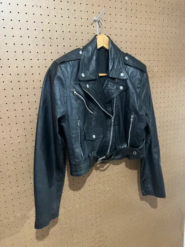 jaqueta biker em couro 100% animal