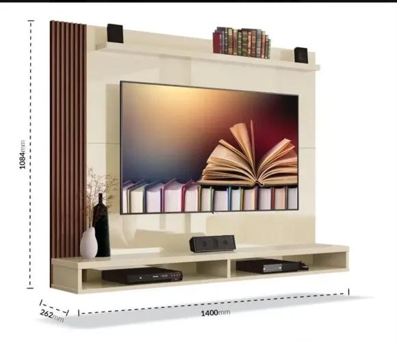 Estante Livro Home Painel Suspenso Rack Para Tv Até 50 Poleg