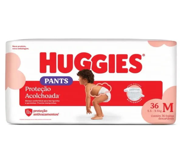Fralda Huggies Descartável Proteção Acolchoada Tamanho M- 36/72 Unidades