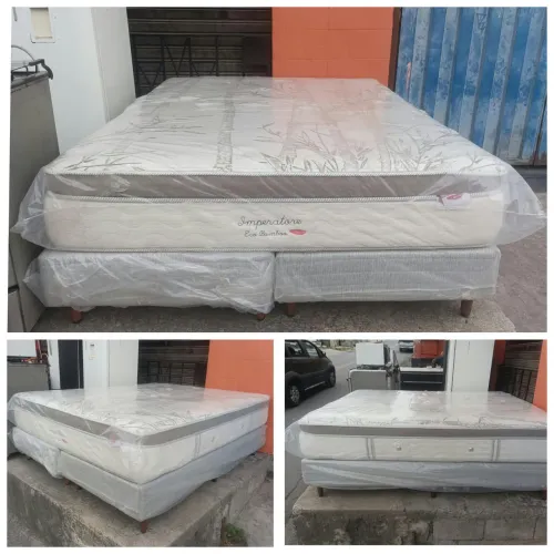 Cama De Casal Queen Size Herval Base Nova Com Colchão De Molas Ensacadas Semi Novo!