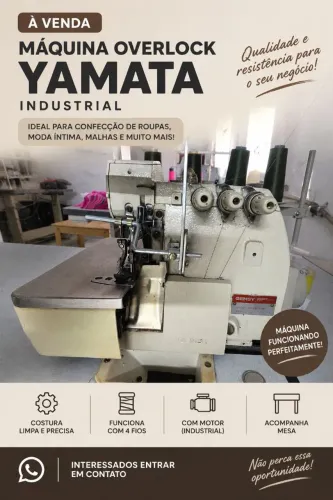 Máquina de Costura Overlok Industrial Yamata Funcionando Perfeitamente