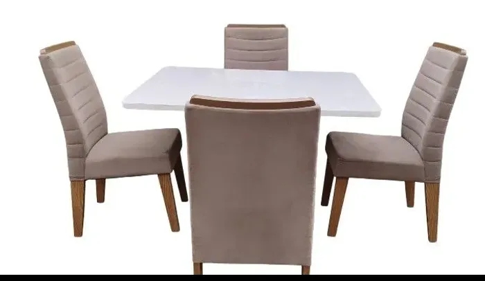 Vendo mesa de vidro com 4 cadeiras estofadas