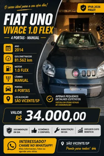 Fiat Uno Vivace/rua 1.0 EVO Fire Flex 8V 5P 2014