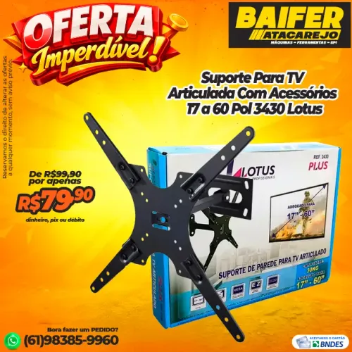 Suporte Para TV Articulada Com Acessórios 17 a 60 Pol 3430 Lotus