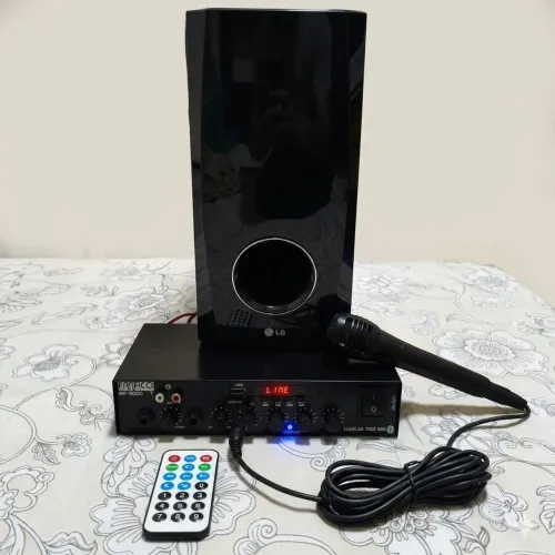 Kit Som Karaokê Fanfico + Subwoofer LG + Microfone (Completo!)