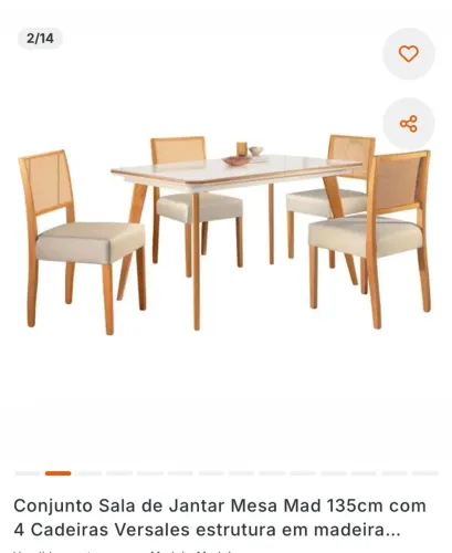 Mesa madeira maciça , 4 cadeiras